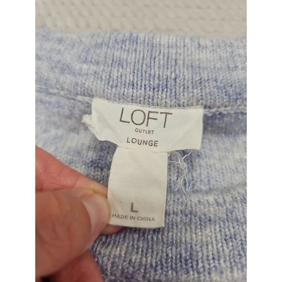 Loft Outlet Lounge Sweater Womens Large Blue & White Oversized Casual Comfort - Picture 6 of 8